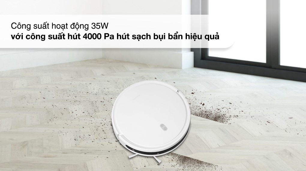 Robot hút bụi lau nhà Xiaomi Vacuum E10 với lực hút 4000 Pa có thể quét sạch mọi bụi bẩn và rác thải