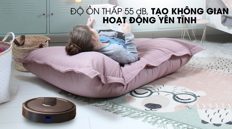 Robot hút bụi Eufy Robovac 15T - T2115 có độ ồn 55 dB tương đương như âm thanh không gian sảnh khách sạn yên tĩnh