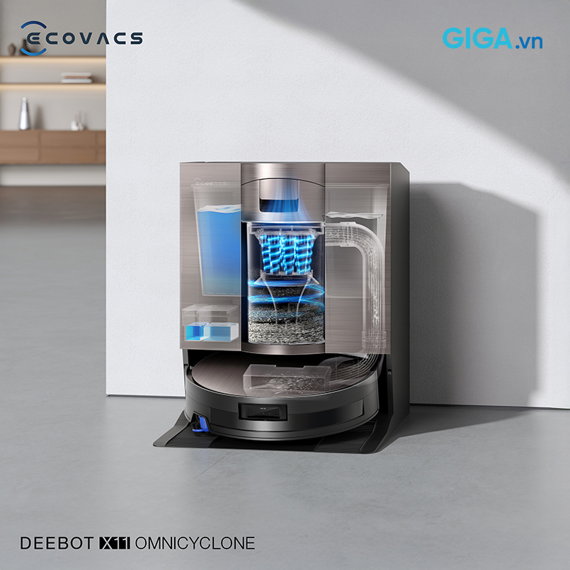 Ecovacs đã tiên phong tích hợp công nghệ PureCyclone 2.0 vào trạm OMNI của rDEEBOT X11 OmniCyclone.
