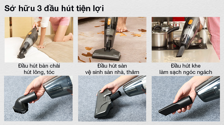 Máy hút bụi cầm tay Deerma DX115C - Sở hữu 3 đầu hút tiện lợi, thích hợp cho từng nhu cầu người dùng  Máy hút bụi cầm tay Deerma DX115C - Sở hữu 3 đầu hút tiện lợi, thích hợp cho từng nhu cầu người dùng