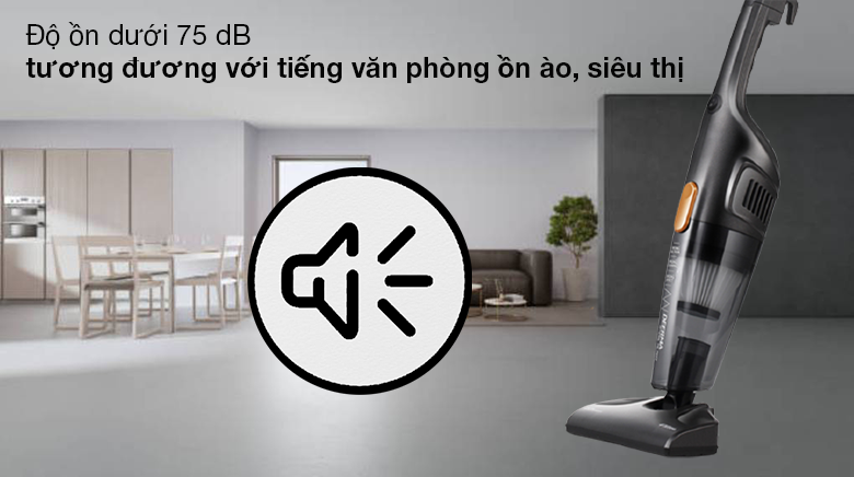 Máy hút bụi cầm tay Deerma DX115C - Độ ồn dưới 75 dB tương đương với âm thanh văn phòng ồn ào, siêu thị, tiếng ồn ngoài đường Máy hút bụi cầm tay Deerma DX115C - Độ ồn dưới 75 dB tương đương với âm thanh văn phòng ồn ào, siêu thị, tiếng ồn ngoài đường