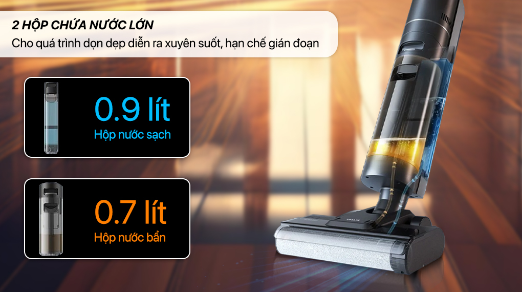2 hộp nước lớn - Máy hút bụi lau nhà Dreame H12S AE 2 hộp nước lớn - Máy hút bụi lau nhà Dreame H12S AE