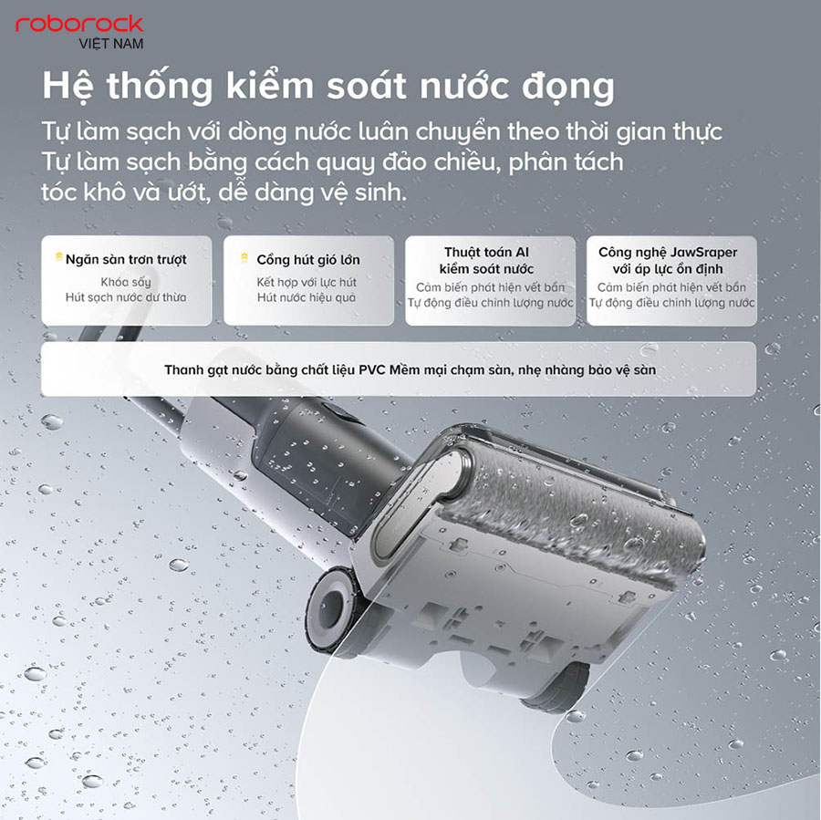 Máy hút bụi lau nhà cầm tay Roborock F25 ACE - Hàng Chính Hãng 3 Công nghệ kiểm soát nước 5 cấp độ