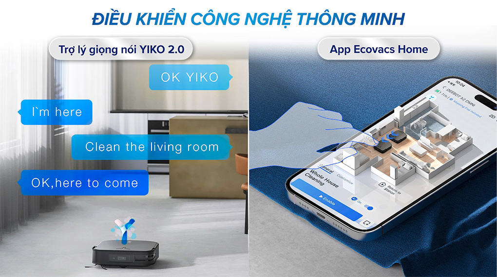 Điều khiển thông minh - Robot hút bụi lau nhà Ecovacs X2 Combo Điều khiển thông minh - Robot hút bụi lau nhà Ecovacs X2 Combo