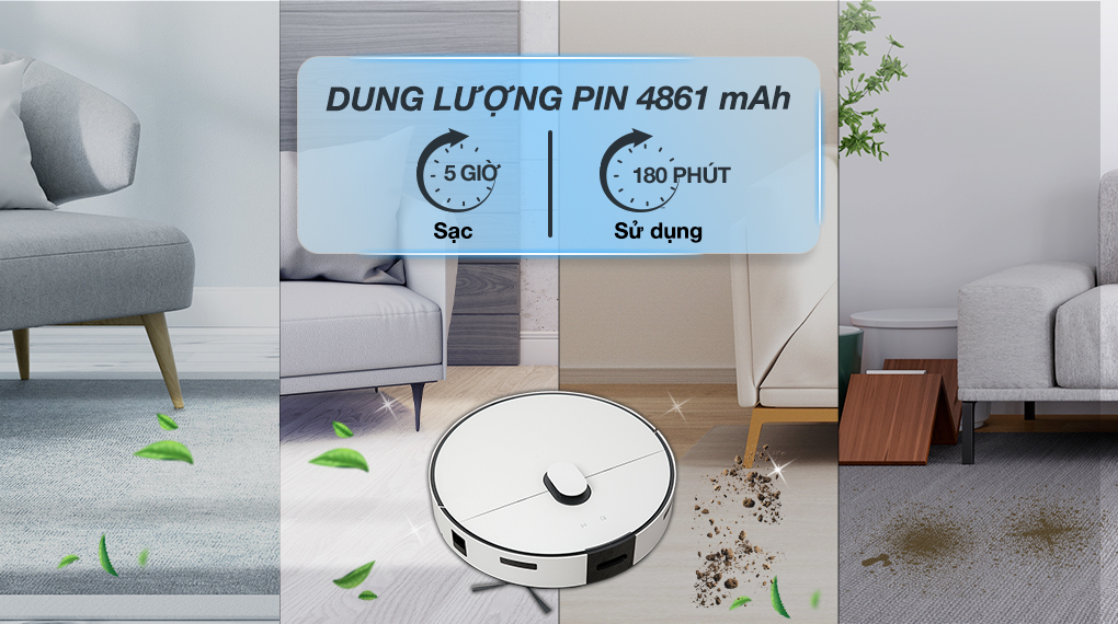 Robot hút bụi lau nhà Samsung VR7MD96514G/SV - Thời gian sạc Robot hút bụi lau nhà Samsung VR7MD96514G/SV - Thời gian sạc