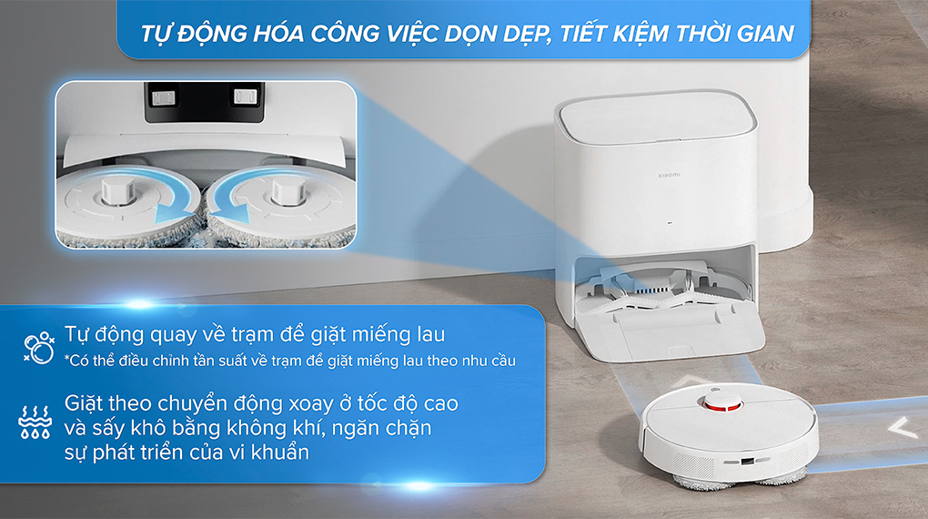Tự giặt và sấy giẻ lau - Robot hút bụi lau nhà Xiaomi X20 Tự giặt và sấy giẻ lau - Robot hút bụi lau nhà Xiaomi X20